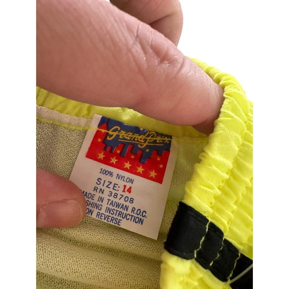 Vintage NWT Grand Prix Neon Surf Shorts‎ Youth Boy 14 Nylon Swim Trunks Beach